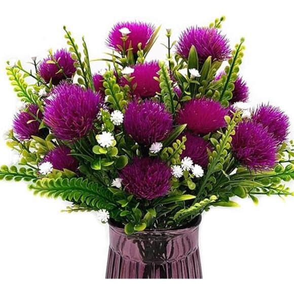 Artificial Dandelion Plants Decor, Fake Plastic Flowers Shrubs Bushes Grass - Picture 8 of 8